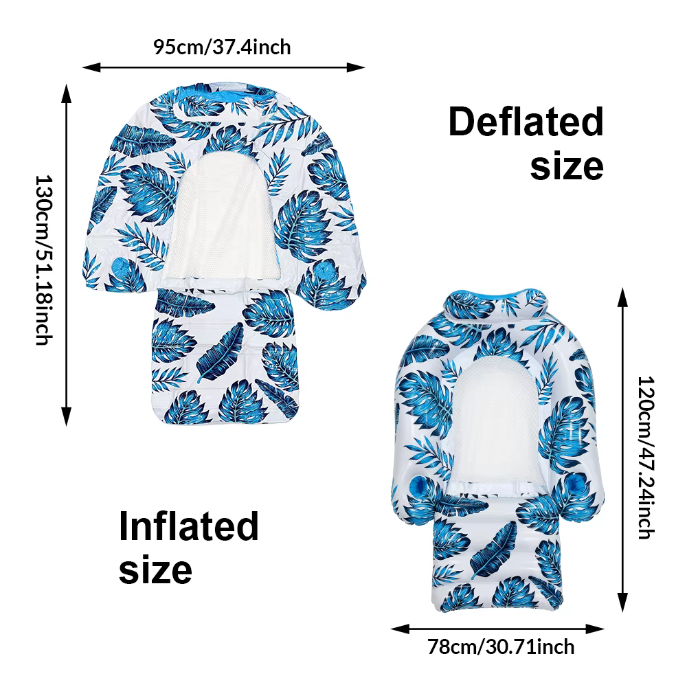 1 pièce - Raft gonflable portable en PVC à motif de feuilles tropicales pour adultes