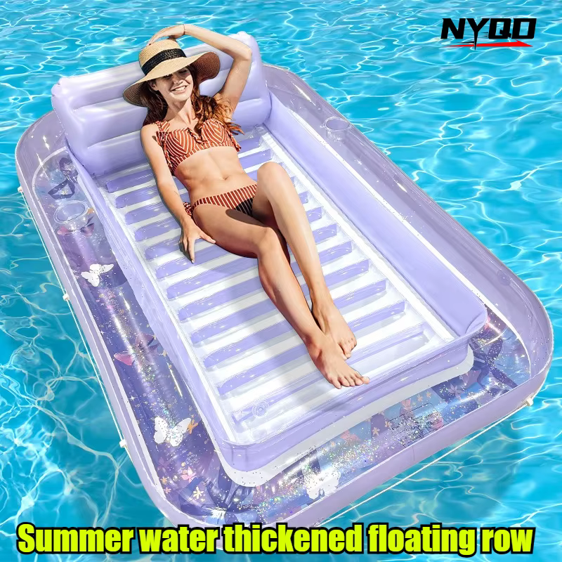 Nouveau matelas flottant gonflable transparent à paillettes pour piscine
