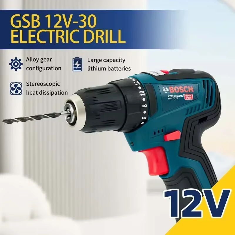 Perceuse électrique professionnelle Bosch-GSB 12V-30, visseuse sans fil, robuste, multifonctionnelle, pour la maison, tournevis, bricolage