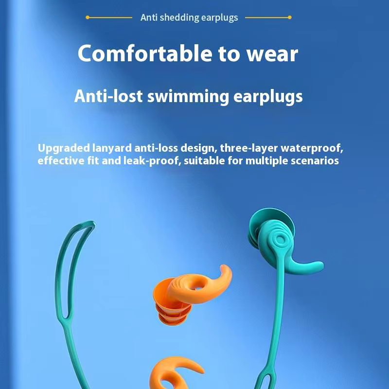 Bouchons d'oreille de natation avec corde en Silicone