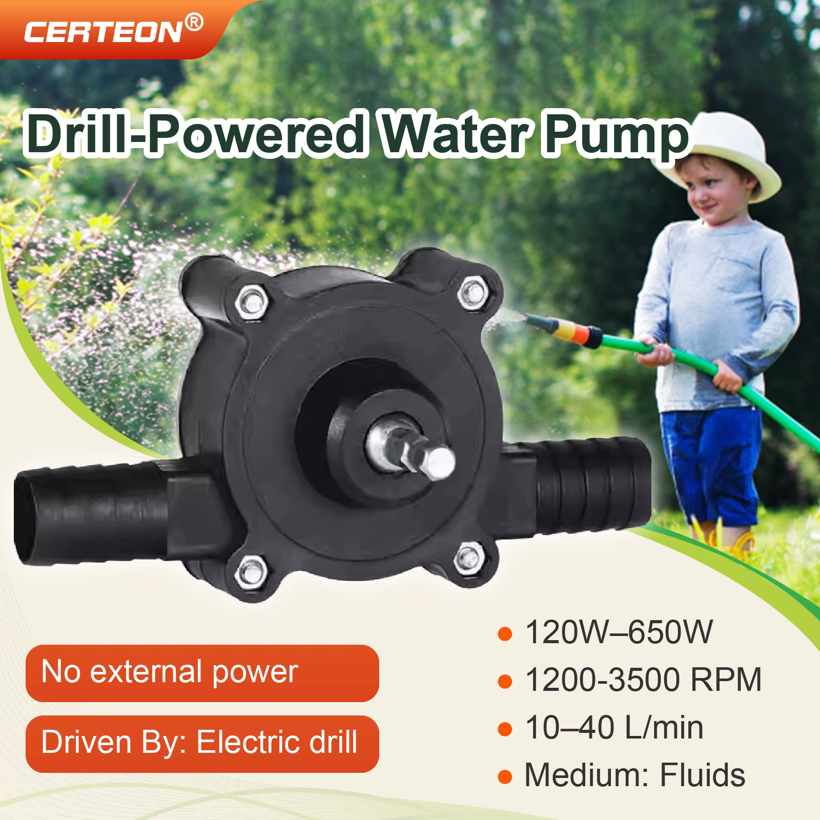 Pompe à Eau Portable pour Perceuse 120W 650W