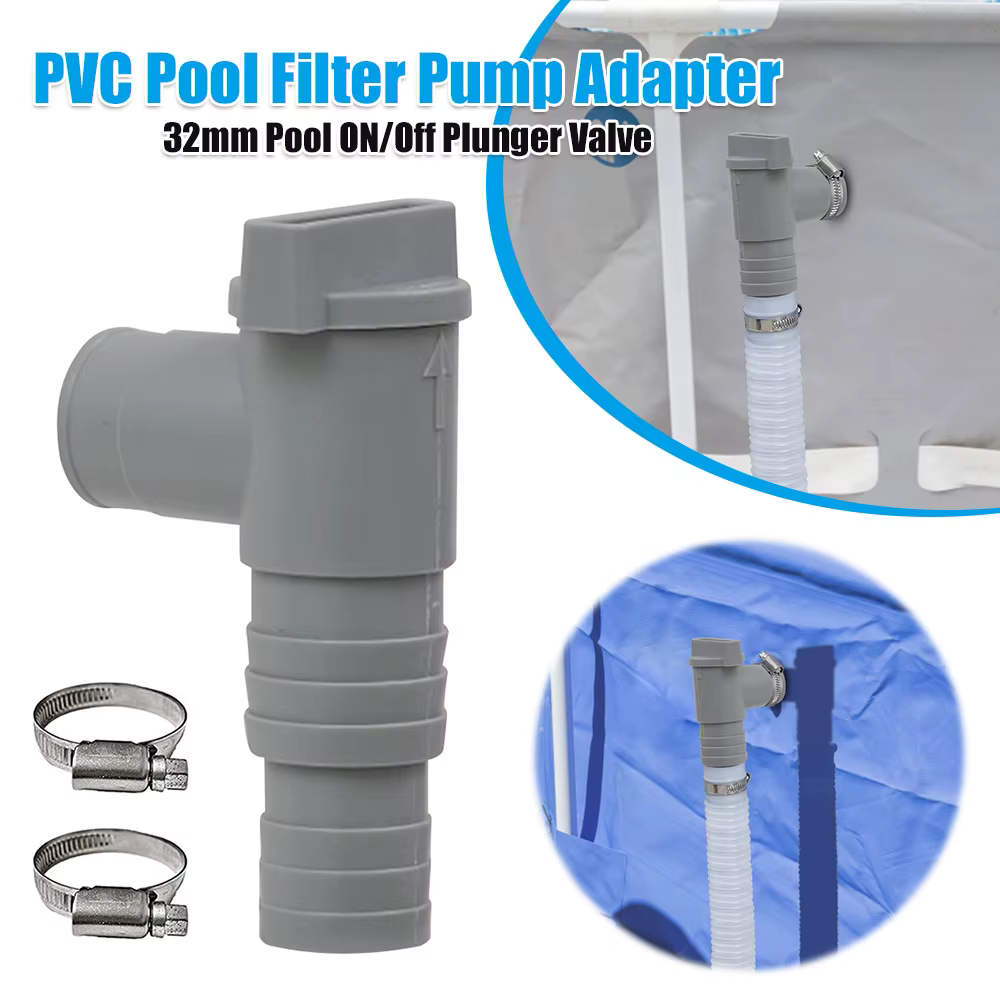 Vanne à piston marche/arrêt en PVC 32 mm pour piscine