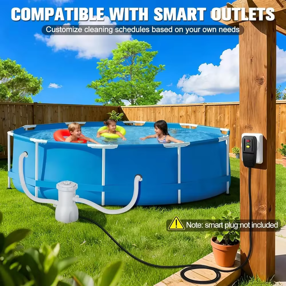 Pompe de filtration pour piscine hors sol, nettoyeur de piscine électrique à circulation, dispositif de filtration de piscine réutilisable, filtre de piscine de 300 gallons