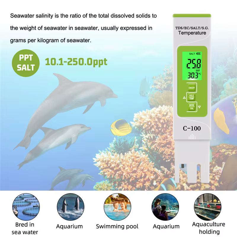 Testeur numérique de qualité de l'eau de mer 5 en 1