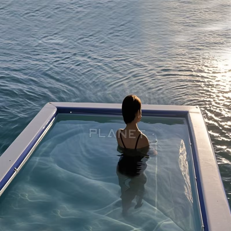 Piscine gonflable pour la mer, piscine flottante en PVC de 0,9 mm, piscine anti-méduse avec filet de protection, adaptée aux yachts