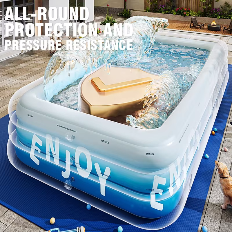 Grande piscine épaisse de 1.8/2.1/2.6M, pour adultes et enfants, anti-fuite, piscine intérieure et extérieure, jeux d'eau dans la cour