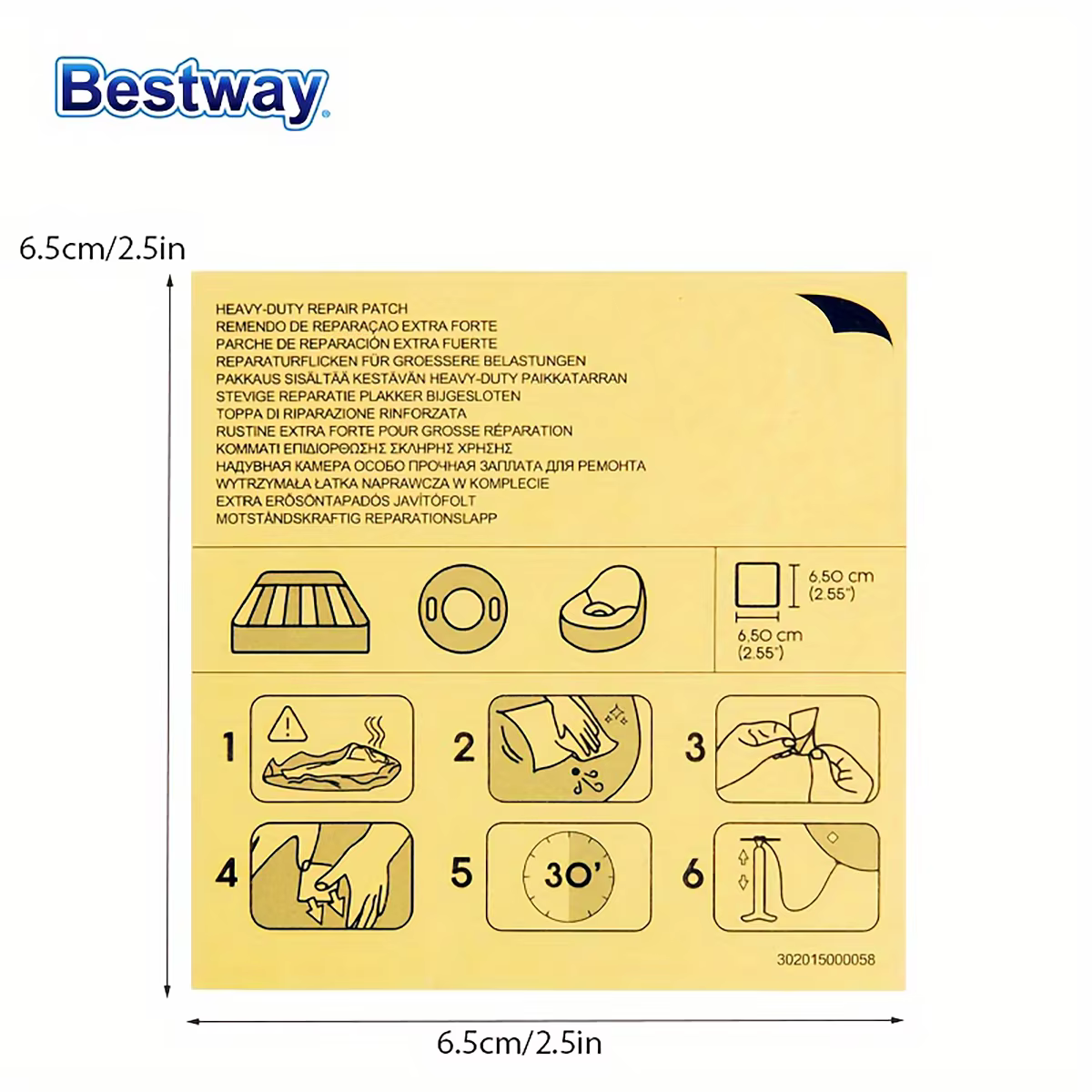 Bestway62068 Patch de réparation adhésif sous-marin 10 pièces