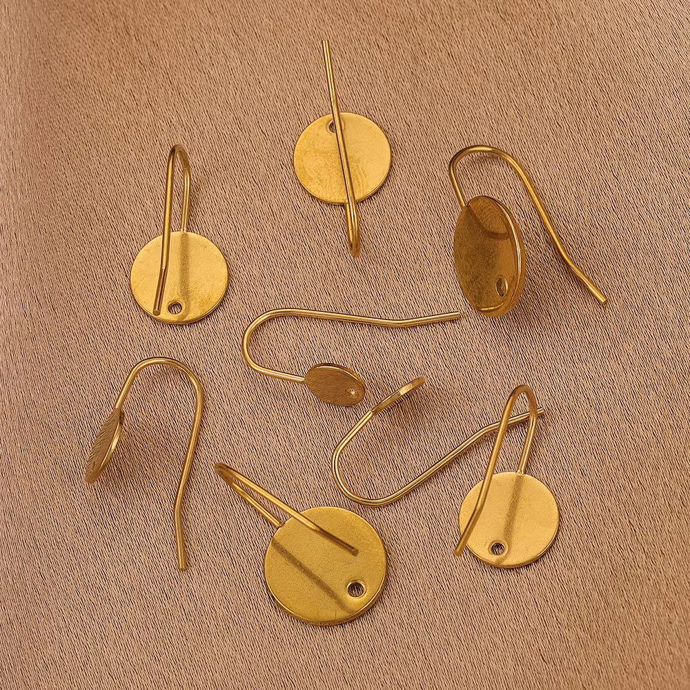 Boucles d'oreilles rondes plaquées or en acier inoxydable, 10 pièces, pour bricolage, fabrication de bijoux faits à la main pour femmes, accessoires, matériaux, vente en gros