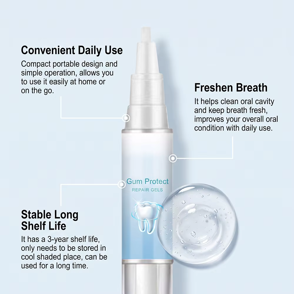 Gel de thérapie gingivale et stylo blanchissant pour les dents, protège l'haleine fraîche, soulage les douleurs et répare les gencives abîmées