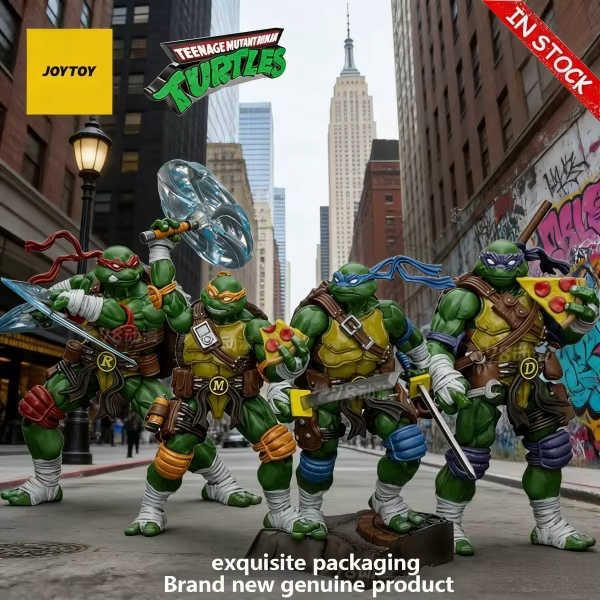 JOYTOY X Ninja Turtles 1/18 Figurines articulées finies Série de modèles de personnages Donatello/Raphael/Leonardo/Michelangelo